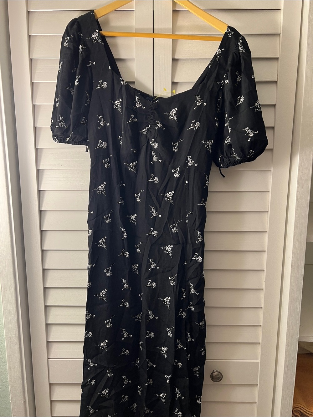 GAP Black Midi Dress with White Floral Print